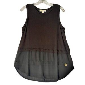 MK High-Low Tank with Sheer Hem – Black M